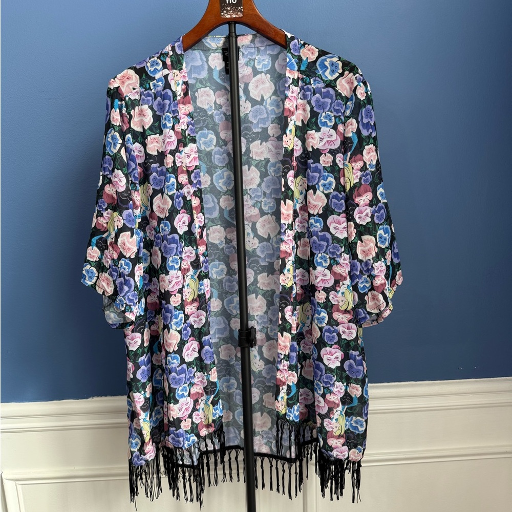 Disney Torrid Alice in Wonderland Floral Kimono with Fringe